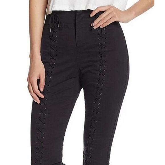 A.L.C. | Kerrigan Lace-up Skinny Leg Twill Ankle Pants Edgy Black Size 8 NWT - Picture 2 of 13